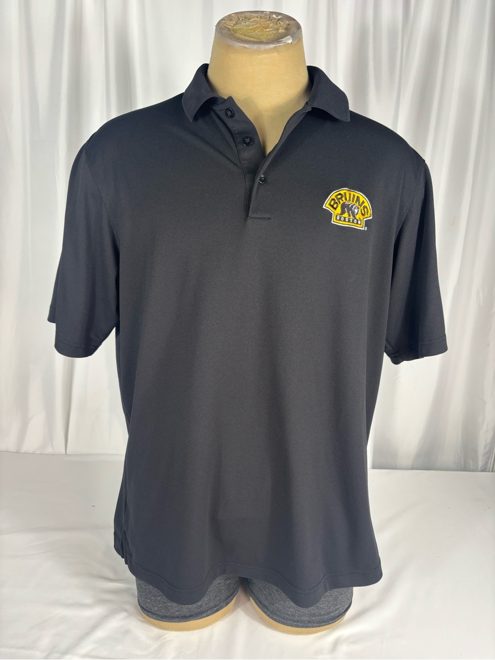 Boston Bruins Antigua Black Polo Shirt Mens Large